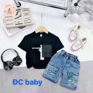 10-24kg Bộ quần áo bé trai Áo thun quần jean đùi năng động