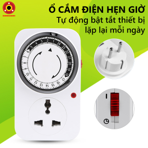Ổ Cắm Điện Hẹn Giờ Cơ 24H Tiện Lợi GTM04 Chịu Tải Cao Dễ Sử Dụng Lặp Lại Mỗi Ngày Tiết Kiệm Điện