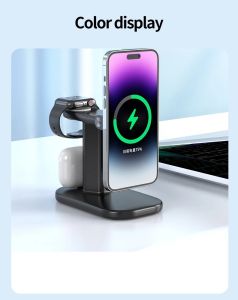 25W 3 in 1 Magnetic Wireless Charger Stand 90 Rotate Macsafe For iPhone16 15 14 13 12 Pro Max Apple Watch Airpod Fast Charging Station