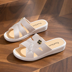 Free Shipping WomenS High Heel Slippers Summer Outdoor Thick Sole Fashion Home Non-Slip Mom Shoes Soft Sole Social Wedge Sandals