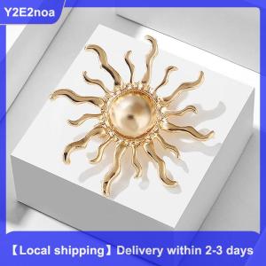 【Local shipping】 Fashion Personality Sun Flower Brooches Pin For Women Clothing Jewelry Party Accessories