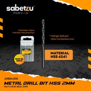 Mata Bor Besi 2MM HSS Material 4341 Titanium Coat 2mm - HSS Twist Drill Bits Size 2 MM Mata Bor Besi Kayu Aluminium PVC Plastik Akrilik Papan Acrylic Metal Besi Wood Plastic Steel Hitam Black Mata Bor Satuan JOB24.202 SABETZU