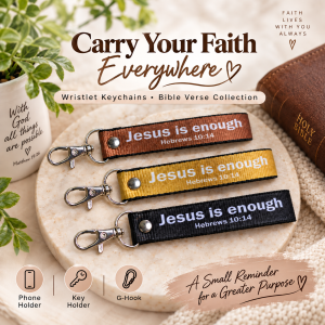 Bible Verse Wristlet Keychain | Set 3 | 3/4" Size | Multi-Purpose Key Holder & Phone Strap | Faith-Inspired Gift