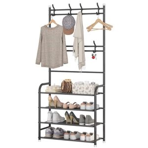 Multifunctional Shoe Rack Organizer Simple Floor Coat Rack Shoe Hat Rack 4 Layer