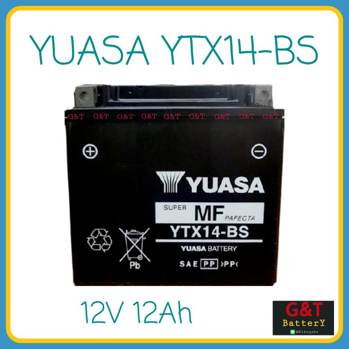 YUASA YTX14-BS MF (12v 12Ah) แบตเตอรี่รถมอเตอร์ไซด์ แบตรถบิ๊กไบค์ ...