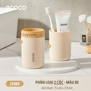 Hộp đựng bàn chải du lịch ECOCO cao cấp thế hệ mới tích hợp cốc súc miệng để kem đánh răng khăn mặt nhỏ gọn tiện lợi