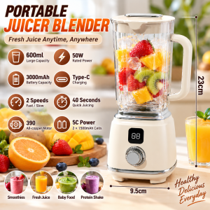 LENODI Wireless Portable Blender Rechargeable 600ml Fruit Juicer Smoothie Baby Food Make