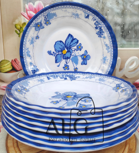 PIRING MELAMINE BESAR 23CM SUPER TEBAL MOTIF KEMBANG TIONGKOK TERBARU