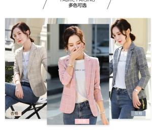 เกาหลีแจ็คเก็ตลายสก๊อตและชุดสูทBlazerผู้หญิงฤดูใบไม้ร่วง2020บางสตรีเสื้อคลุมสูท