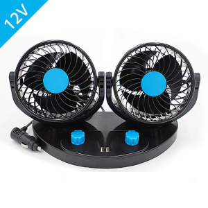 Vehicle-mounted fan 12V/24V car large truck high-power powerful silent air-conditioning refrigeration double-head adjustable angle