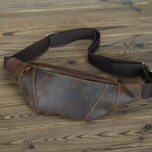 Luufan Crazy Horse Leather Mens Waist Bag Mini Travel Fanny Chest Pack Cowhide Belt Bag Male Small Waist Bag For Phone Pouch2026