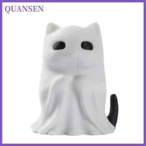 QUANSEN งานฝีมือตกแต่งบ้าน1ชิ้นเครื่องประดับผีลูกแมวขนาดเล็กบรรยากาศโต๊ะน่ารักส่งความรู้สึกฮาโลวีนของขวัญแมวแฟนสาว