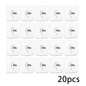 20Pcs No Drill Adhesive Wall Hooks - Waterproof Photo Frame Hanger for Kitchen Bathroom Clock Posters Strong Sticker Screws