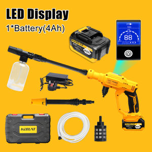 KEELAT 130Bar 20V 3Ah Water Jet Cordless Mesin Cuci Kereta High Pressure Water Gun Floor Tiles Cleaner Tools Car Washer