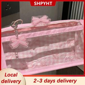 [COD] SHPYHT Local delivery Ship within 24 hours Sweet Bow Zipper Transparent Pencil Case Box Student Stationery Storage Bag Large Capacity Makeup Bag Cartoon Zipper Pen Bag