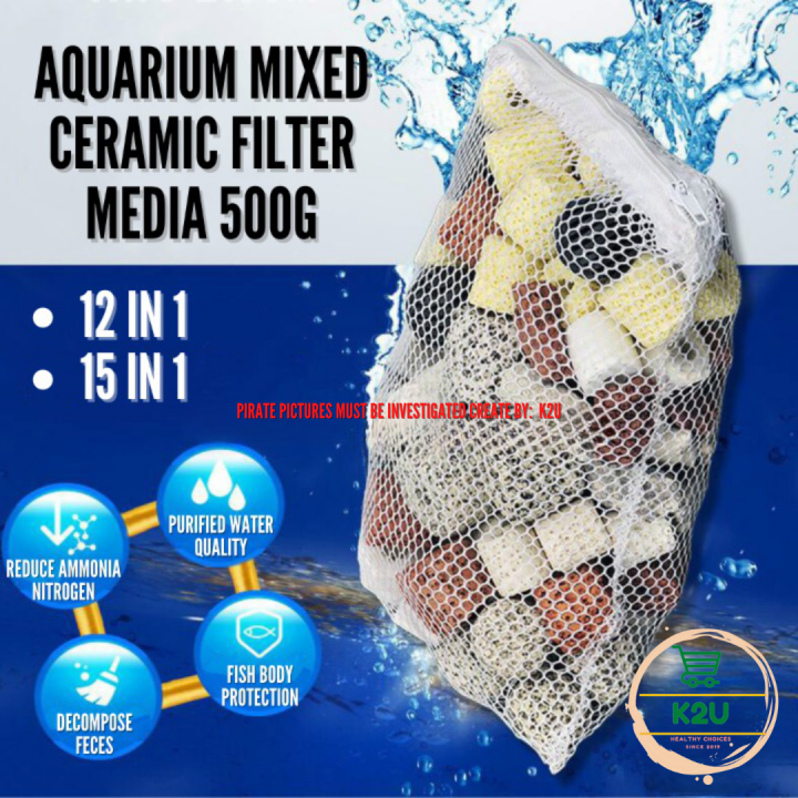 AQUARIUM 12 In 1 & 15 In 1 Mixed Ceramic Filter Media 500G Lazada