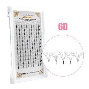 0.07 0.10mm Thickness Long Stem Premade Volume Fans 6D Premade Fan Eyelash Extensions For Professional
