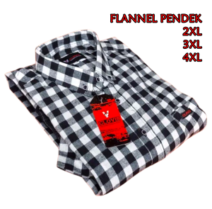 Kemeja flanel pria lengan pendek kualitas premium baju pria dewasa