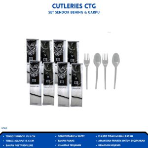 Cutleries Set Sendok Garpu Makan Bening (Buram) ( Isi 50 Set-GSB2)