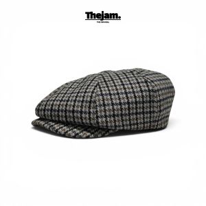 Thejam. Newsboy caps wool houndstooth grey | Topi seniman | Topi baret | Topi kodok