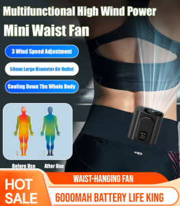 Waist-hanging Fan Construction Site Portable Waist-hanging Small Fan USB Mini Clip Waist Electric Fan Portable Multi-function Hanging Neck Cooling Artifact High Temperature Outdoor Work Refrigeration Air Conditioning 迷你挂腰风扇
