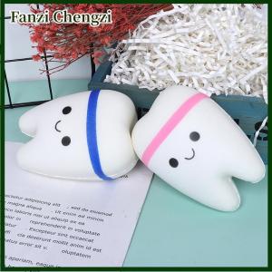 Fanzi 1Pc Rainbow Tooth Slow Rising Cartoon Teeth Antistress Soft Squeeze Bread Toy