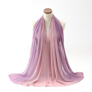 Jifang Fashion High Quality Gradient Double Colors Plain Bubble Chiffon Shawl 2 tone Pashmina Raya Muslim Hijabs Shawls RR31