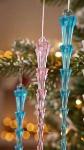 Sacesr 12Pcs Realistic Acrylic Icicle Christmas Ornaments Fake Icicle Transparent Christmas Tree Icicle Decorations Shatterproof 4Y1Z7
