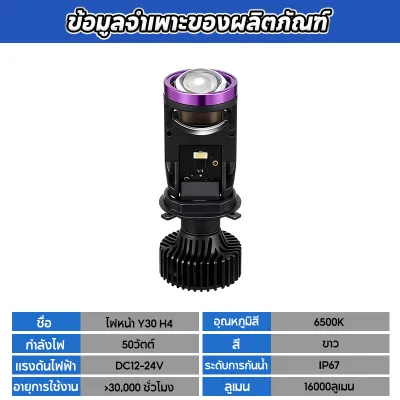 SOARFLY 1คู่ หลอดไฟหน้ารถยนต์ LED ขั้ว H4 รุ่น Y30 ขั้ว H4 6500K สว่างมาก90000LM 1800W คัทออฟคมๆ ไม่ฟุ้ง ไม่แยงตา LED ไฟหน้าหลอดไฟ ไฟหน้ารถ LED หลอดไฟรถยนต์ LED พวงมาลัยขวา (RHD)