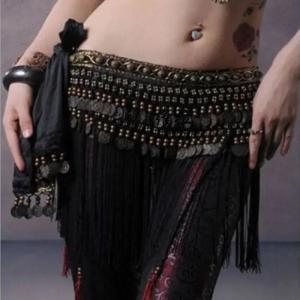 SHUNAICHI New belly dance hip scarf coin belt tribal clothing tassel tassel belt copper belly dance waist tribal design tapered belt