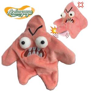 Aoduoyaya Funny Angry Jumping Patrick Star Plush Toy Moving Starfish Keychain Kawaii Toys Backpack Ornament
