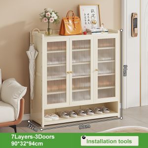 RRH STORE Dustproof Living Shoe Cabinet Flip Room Brown Shoe Cabinet 7/8 Layers 3/4 Doors Large Capacity Organizer Bamboo