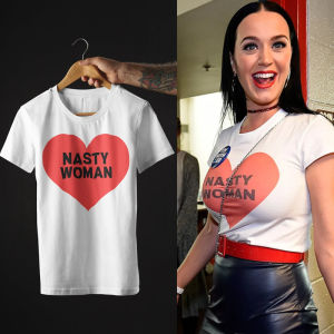 [Local Stock] HBESTY  Nasty Woman As Worn By Katy Perry T-Shirt Singer Fashion Designer Television Personality Tee  Shirts for Women Cotton Tops
