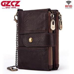 GZCZ HOT Brand Wallet Men Genuine Leather RFID Wallets Mini Coin Purse Short Male Clutch Walet Mens Small Money Bag