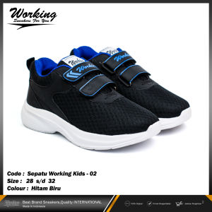 Sepatu Sekolah Anak Working Kids 02 / Sepatu Sekolah Anak Perekat Sneakers Anak Trendy Bisa COD