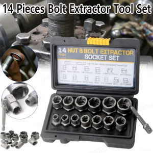 【COD/Original】14Pcs/Set Broken Nut Bolt Extractor Socket Head To Take Hexagonal Screw Tool Screws Remover Threairuding Tool Kit Black Nuts Set