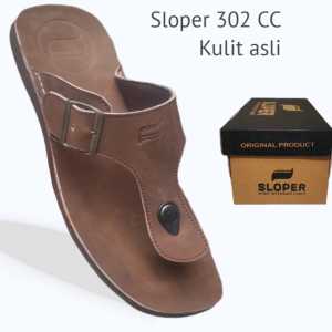 COD-Sandal Jepit Gesper Kulit Pria Brand Sloper - Sendal Cowok Keren Terbaru