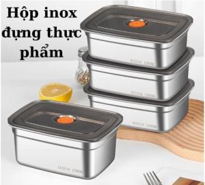 COMBO Hộp Đựng Thực Phẩm INOX 304 1500ML  Chống Rỉ  Kèm Nắp Bảo Quản Thực Phẩm Đa Năng