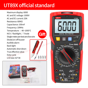 เครื่องทดสอบไฟฟ้าดิจิทัล NCV ไดโอดอุณหภูมิไตรโอดเครื่องวัดความจุไฟฟ้าทดสอบไฟฟ้าแบบ UT89X UNI-T