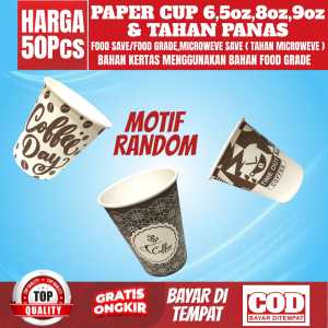 Paper Cup 65oz 8oz 9oz ( 220 ml ) Corak Coklat - Gelas Kertas Tahan Panas 65oz 8oz 9 oz (HARGA 50 PCS)