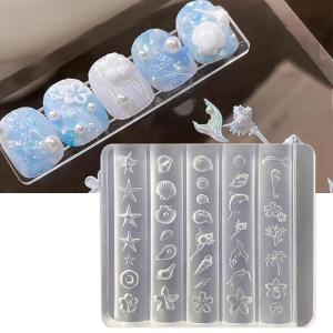 Handmade Nail Art Moulds Sea Series Nail Art Template Moulds Silicone Texture for Beauticians and Nail Art Learners