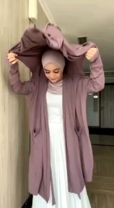 Jilbab Hijab Instan Kerudung Syari Jumbo Khimar CLEO CARDIGAN Bergo Lengan Panjang Jersey Premium Terbaru