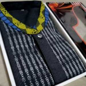 Cari Murah Baju Muslimin Pria Lengan Pendek (BONUS DUS) MOERBA Lengan Pendek Songket Bahan Dingin Halus Tebal 19D243455