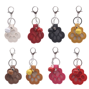 Portable Cat Paw Keychain For Pet Hair Collection Soft PU Leather Construction Hanging Pendant For Cat Owners