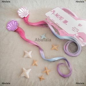 [COD] Abulaia Girls Mermaid Wigs Hairpins Ponytail Kids Rainbow Hair Clip Hair Extension Colorful Wig Twist Braider Hair Accessories