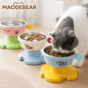 MAODEBEAR Stainless Steel Pet Bowl Dopamine Cat Food Bowls Elevated Bowl Anti-Slip Neck Protection Cat Feeder