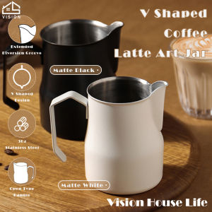 Vision 325/450ml Stainless Steel Milk Frothing Pitcher for Coffee Cappuccino Latte Art Coffee Milk Frother with Inner Scale Steaming Barista Coffee Jug Milk Foam Cup Latte Pot