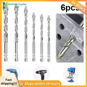 【HFM】 6PCS 4-Blade Saw Tooth Eccentric Drill Bit Hard Alloy Alloy Drill Bit High-Strength Sawtooth Drill Bit for Wood/Concrete