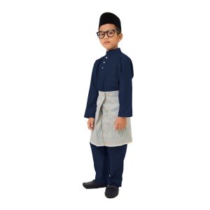 PG1 Baju Melayu Budak Sempurna Warna Navy Maroon Mustard Dark Grey Dark Green Slim Fit Cotton Baju Raya BMC
