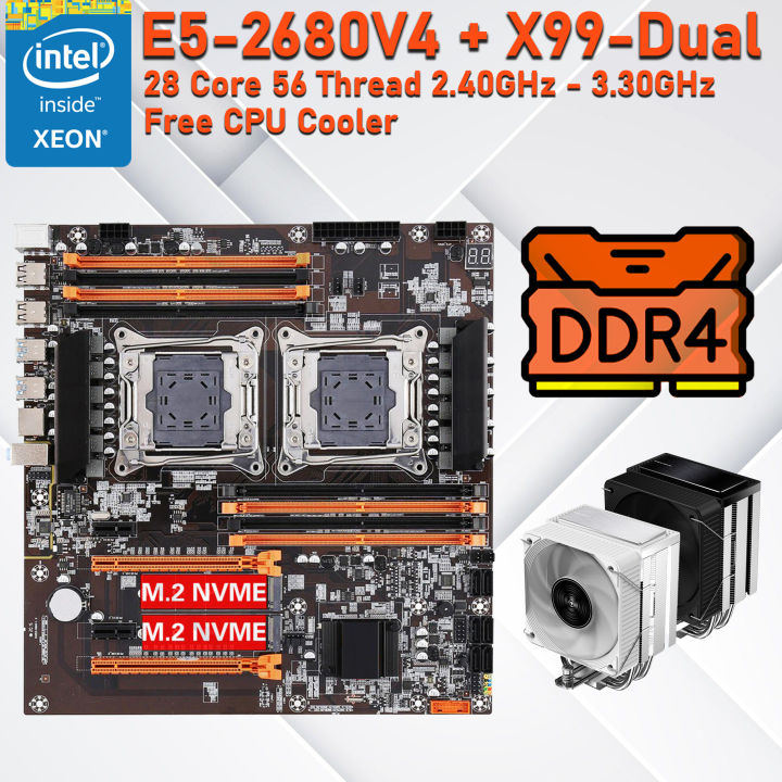 X99 デュアルCPUマザーボード Xeon E5 2680 v4 セット X99 Dual CPU Motherboard Set w/ 2×E5 2680 V4 + 64GB DDR4 RAM